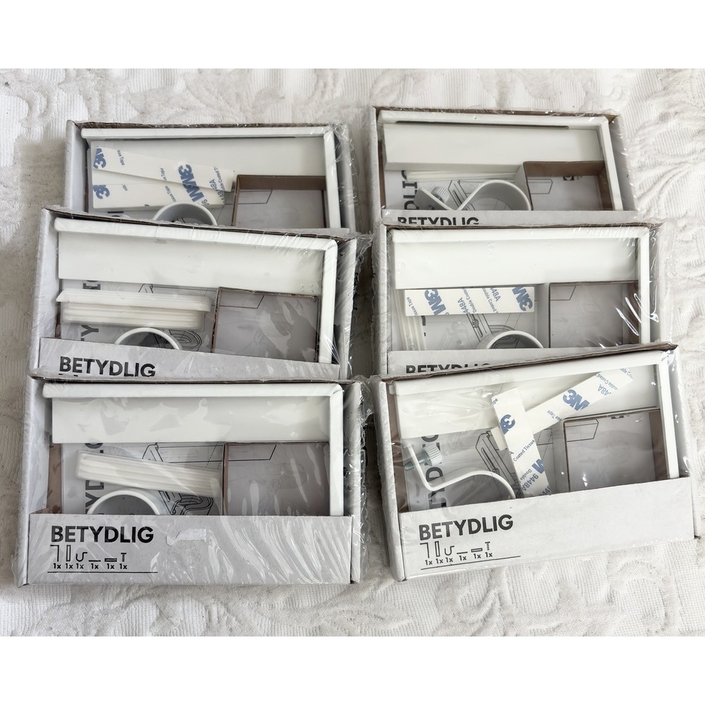 Ikea Betydlig Curtain Rod Holder Bracket White 302.198.89 NEW -Set of 6 hardware